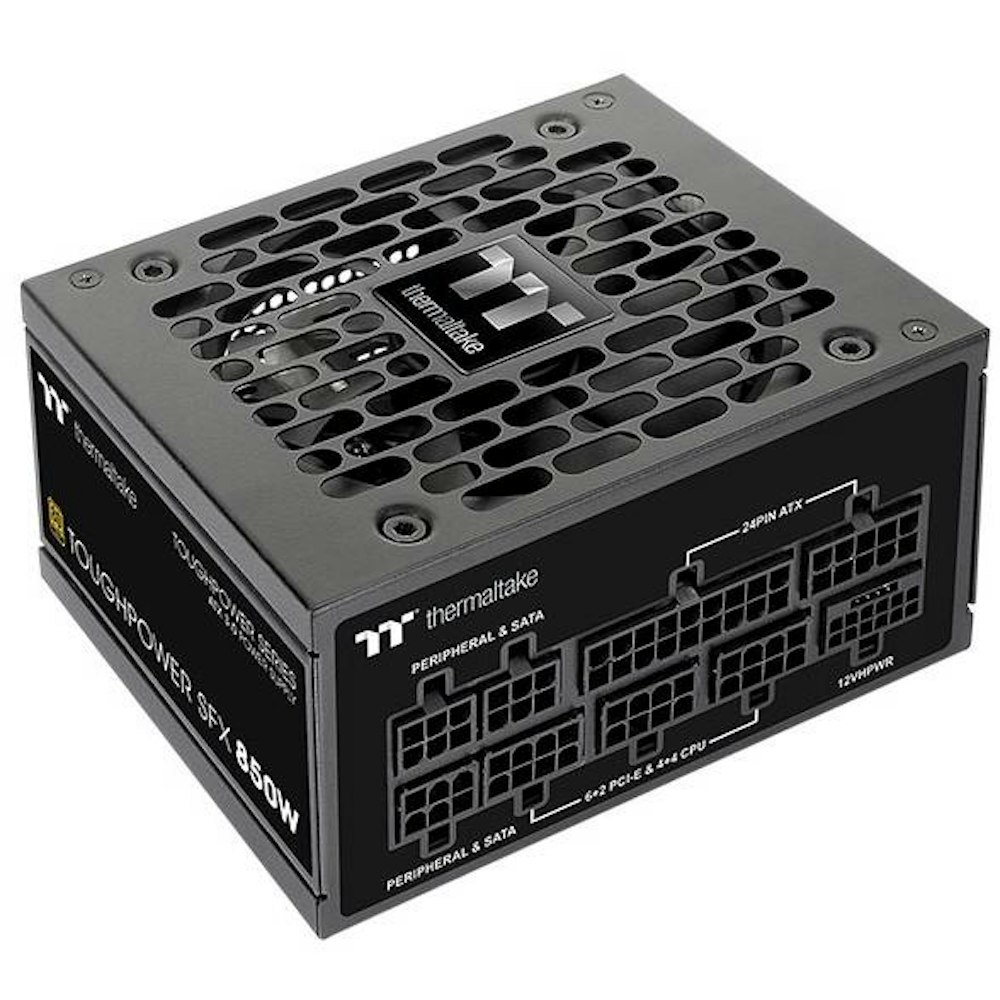 A large main feature product image of Thermaltake Toughpower SFX - 850W 80PLUS Gold PCIe 5.0 SFX Modular PSU