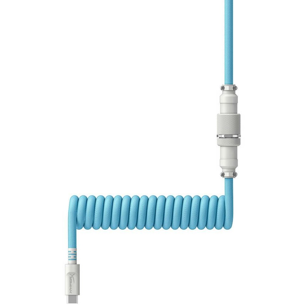 A large main feature product image of HyperX Coiled Cable - Light Blue