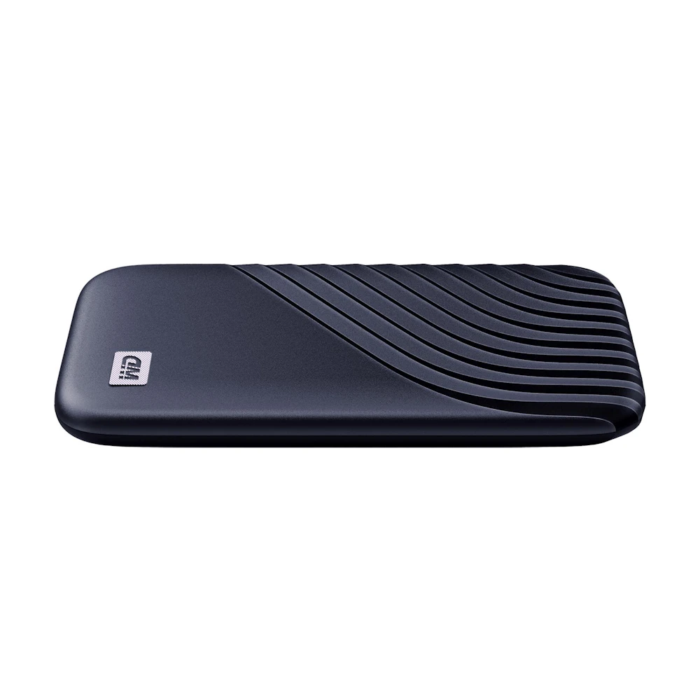A large main feature product image of WD My Passport Portable SSD - 1TB Midnight Blue