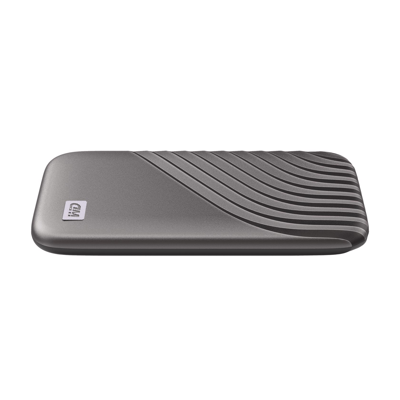 A large main feature product image of WD My Passport Portable SSD - 4TB Space Grey