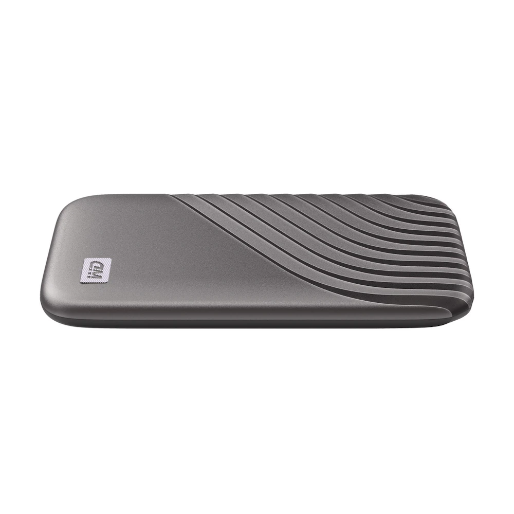 A large main feature product image of WD My Passport Portable SSD - 4TB Space Grey