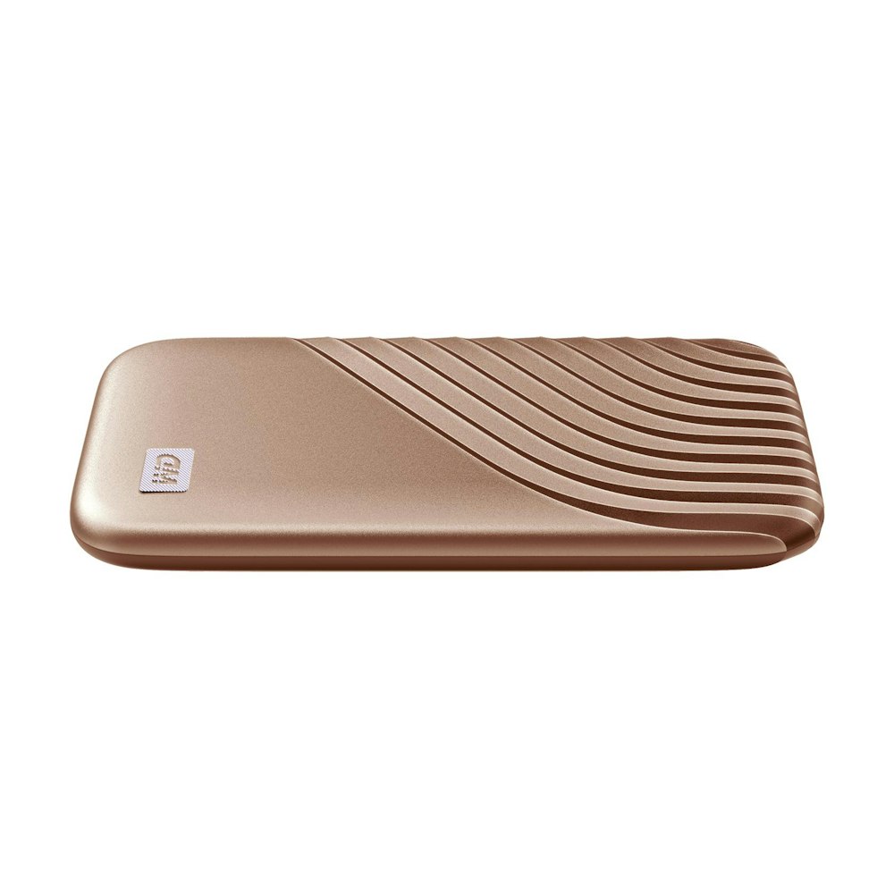 A large main feature product image of WD My Passport Portable SSD - 500GB  Gold