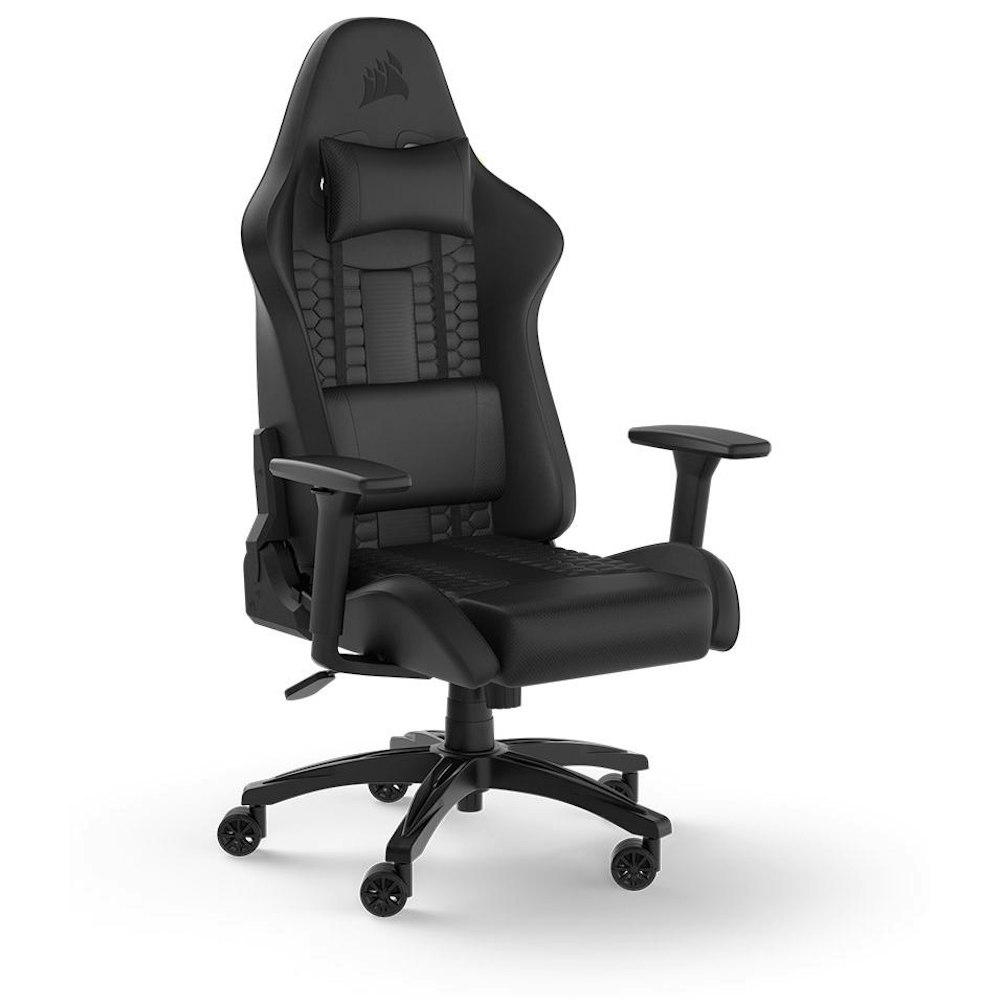 A large main feature product image of Corsair TC100 RELAXED Gaming Chair - Leatherette Black/Black