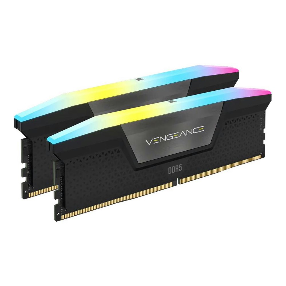 A large main feature product image of Corsair 32GB Kit (2x16GB) DDR5 Vengeance RGB C36 5600MT/s - Black
