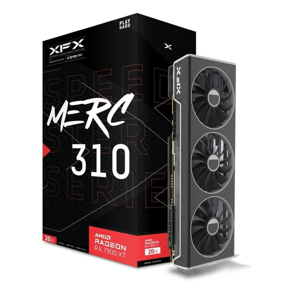 A large main feature product image of XFX Radeon RX 7900 XT Speedster MERC 310 20GB GDDR6