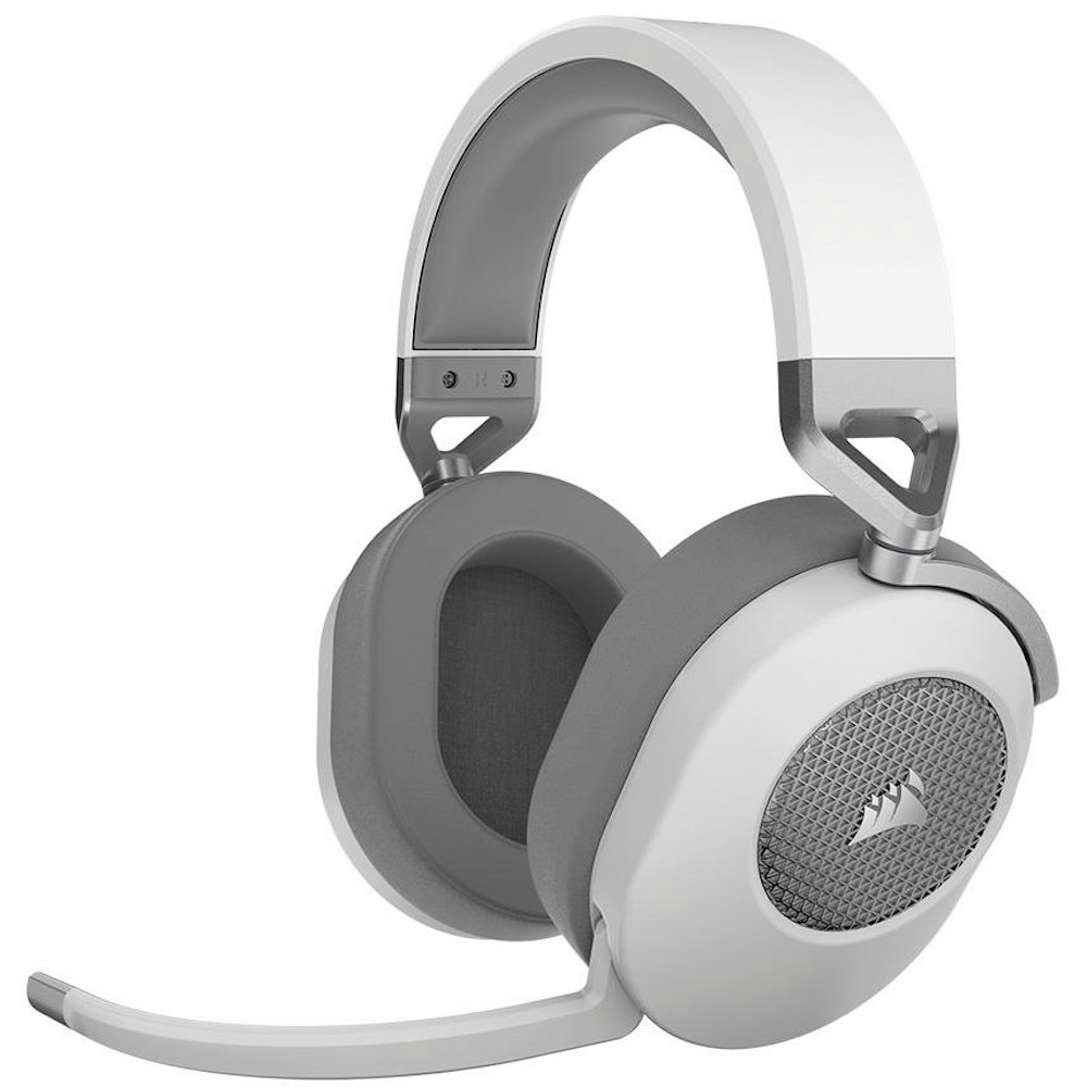 A large main feature product image of Corsair HS65 WIRELESS Gaming Headset — White