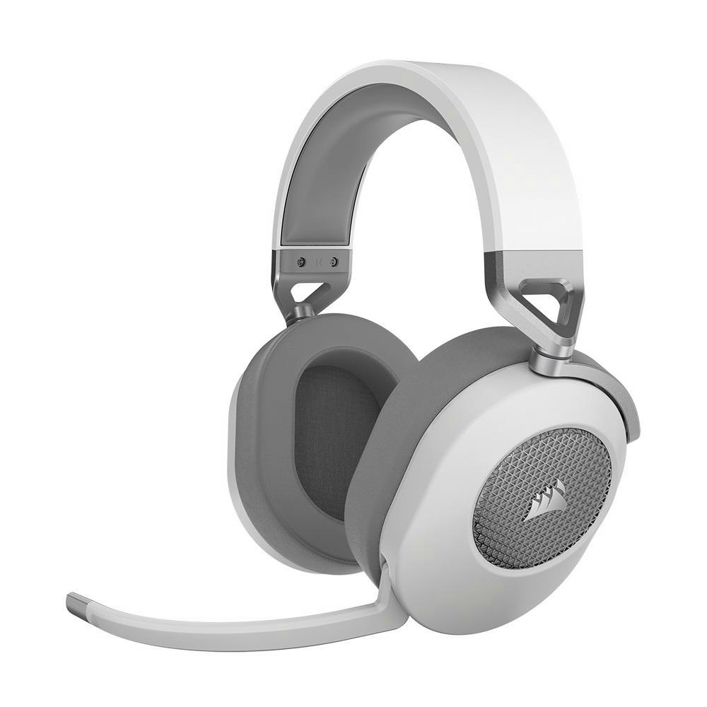 A large main feature product image of Corsair HS65 WIRELESS Gaming Headset — White