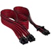 A product image of Corsair Premium Individually Sleeved 12+4pin PCIe Gen 5 12VHPWR 600W cable, Type 4, RED/BLACK