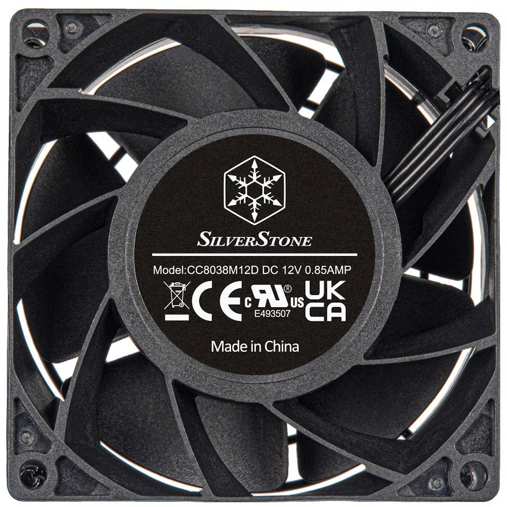 A large main feature product image of SilverStone FHS 80X High Performance 80mm PWM Industrial Cooling Fan