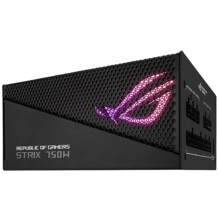 A large main feature product image of ASUS ROG Strix Aura Edition 750W Gold PCIe 5.0 ATX Modular PSU