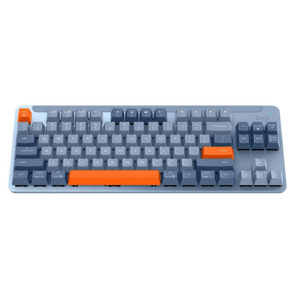 A large main feature product image of Logitech Signature K855 Wireless Mechanical TKL Keyboard - Blue Grey