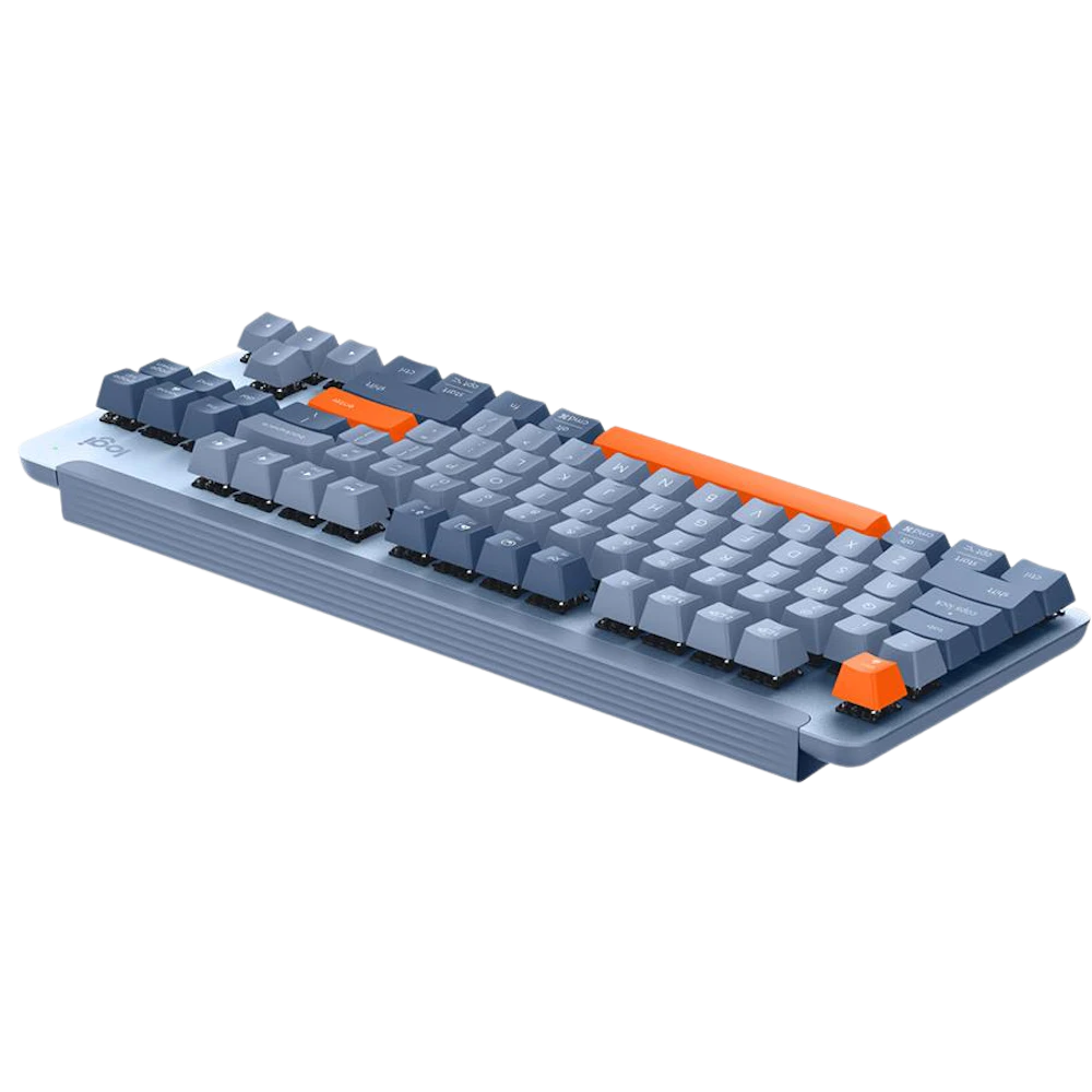 A large main feature product image of Logitech Signature K855 Wireless Mechanical TKL Keyboard - Blue Grey