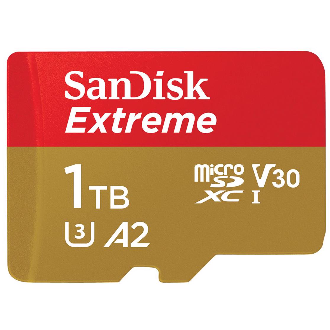 A large main feature product image of SanDisk Extreme microSDXC U3 V30 A2 UHS-I microSD Card - 1TB
