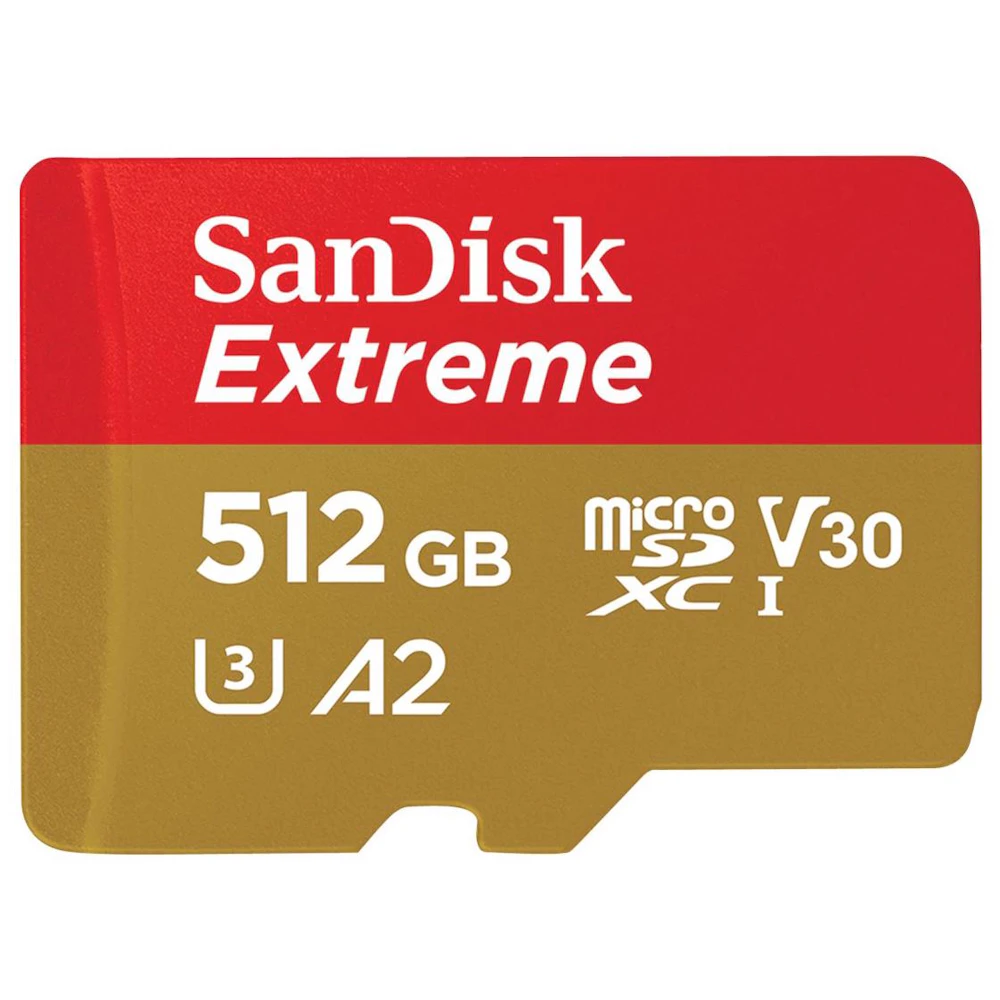 A large main feature product image of SanDisk Extreme microSDXC U3 V30 A2 UHS-I microSD Card - 512GB