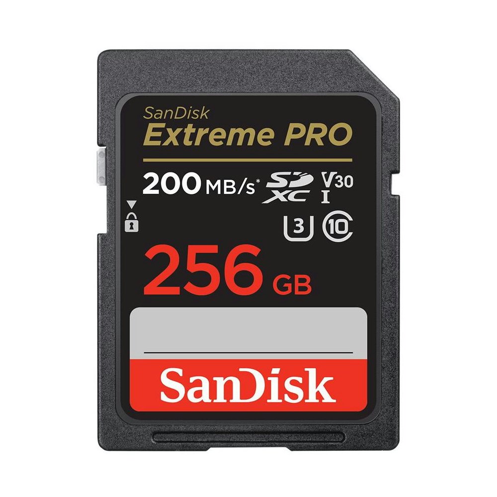 A large main feature product image of SanDisk Extreme Pro 256GB UHS-I SDHC/SDXC Card
