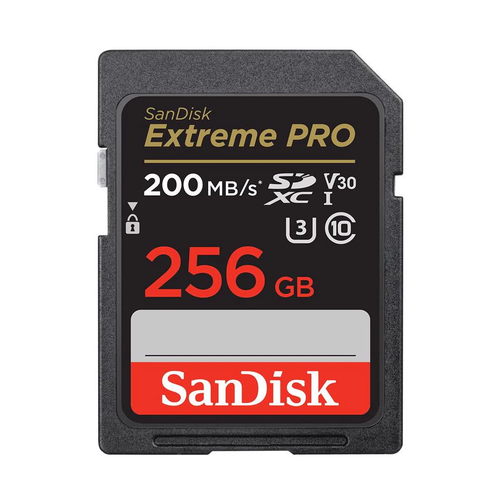 A large main feature product image of SanDisk Extreme Pro SDXC U3 V30 UHS-I SD Card - 256GB