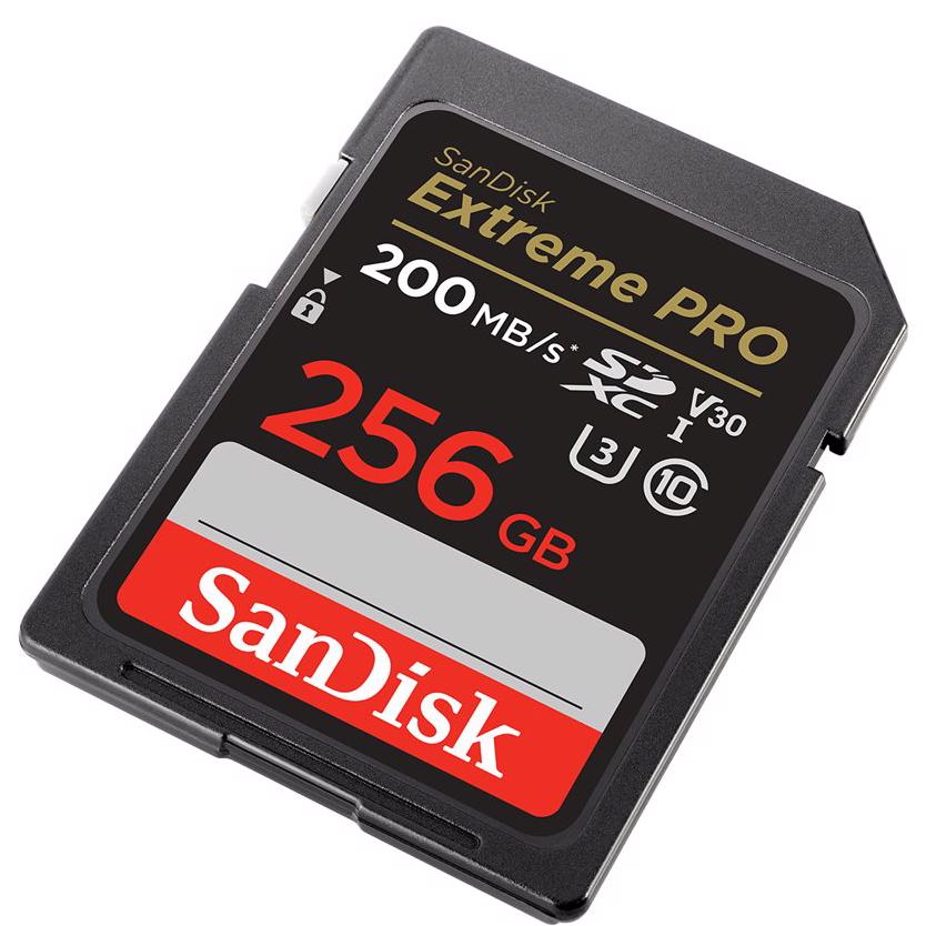 A large main feature product image of SanDisk Extreme Pro SDXC U3 V30 UHS-I SD Card - 256GB