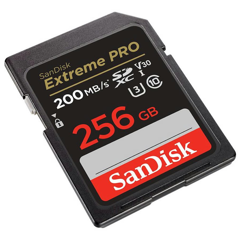 A large main feature product image of SanDisk Extreme Pro 256GB UHS-I SDHC/SDXC Card