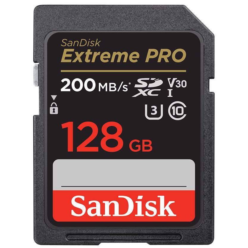 A large main feature product image of SanDisk Extreme Pro SDXC U3 V30 UHS-I SD Card - 128GB