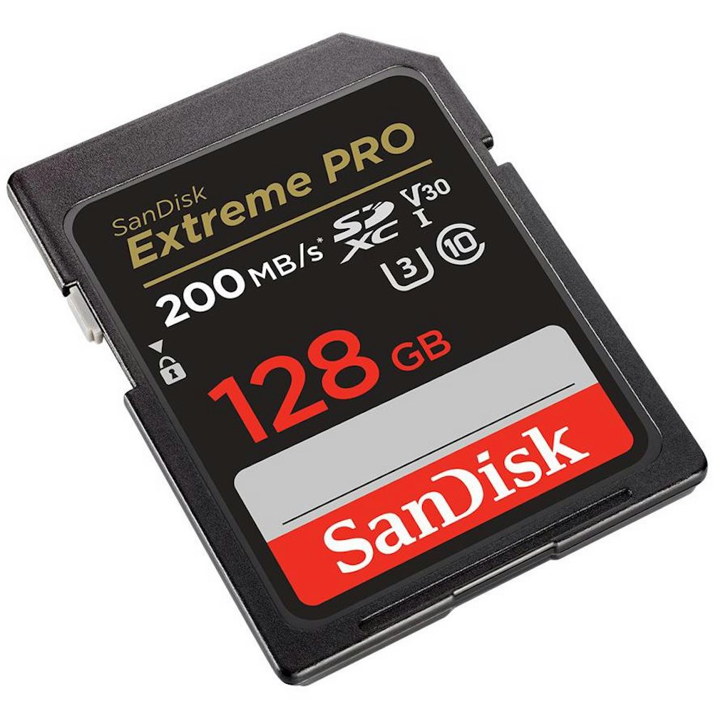 A large main feature product image of SanDisk Extreme Pro 128GB UHS-I SDHC/SDXC Card