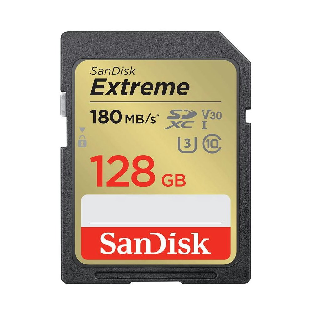 A large main feature product image of SanDisk Extreme 128GB UHS-I SD Card
