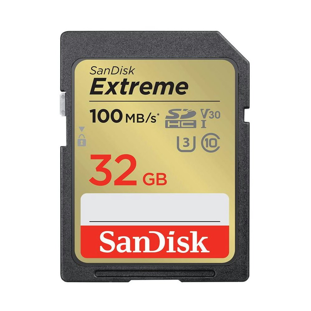 A large main feature product image of SanDisk Extreme 32GB UHS-I SD Card