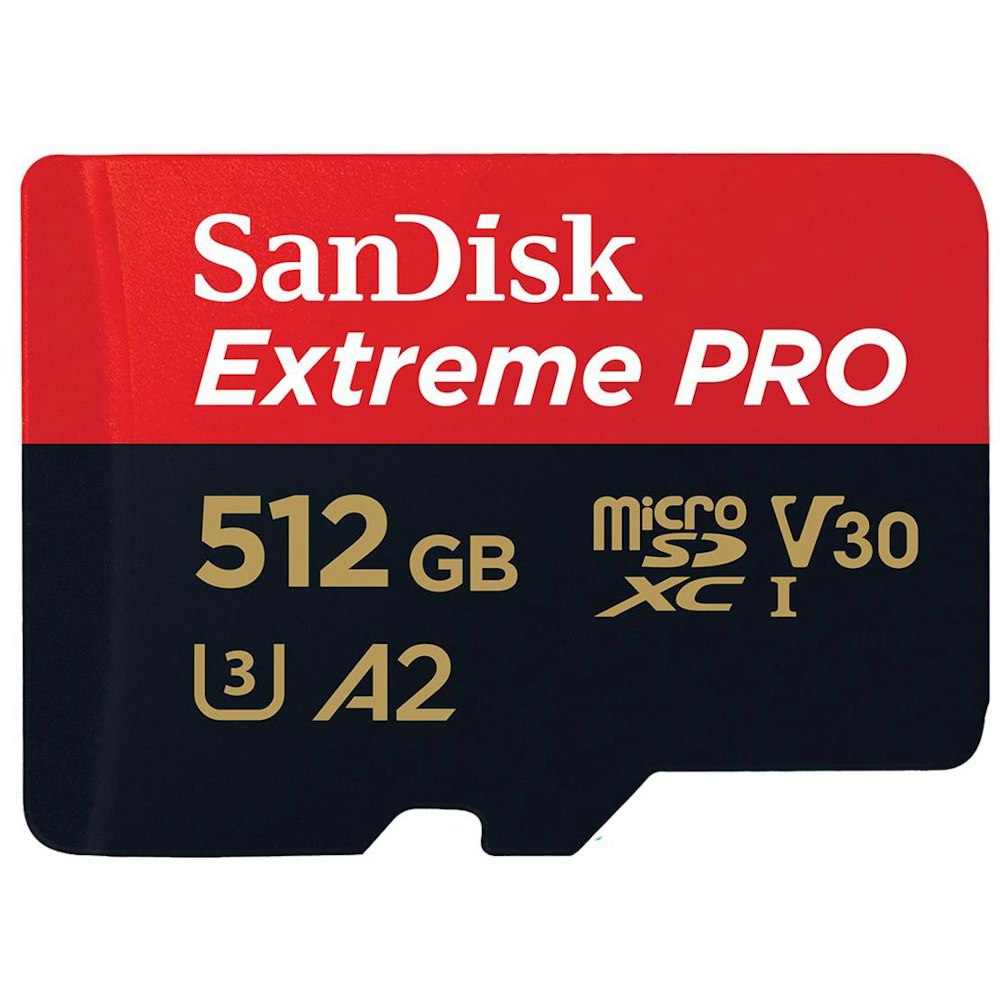A large main feature product image of SanDisk Extreme PRO 512GB MicroSDXC UHS-I Card