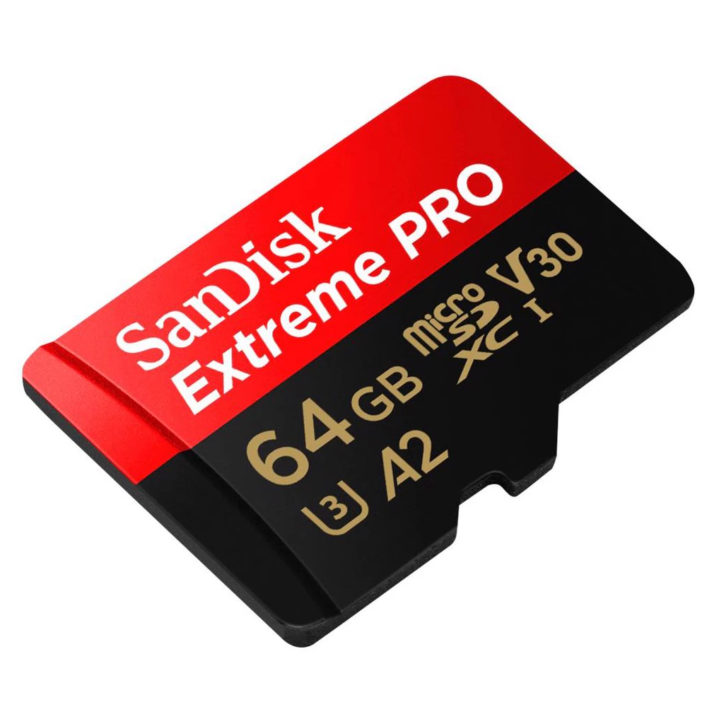 A large main feature product image of SanDisk Extreme PRO microSDXC U3 V30 A2 UHS-I microSD Card - 64GB