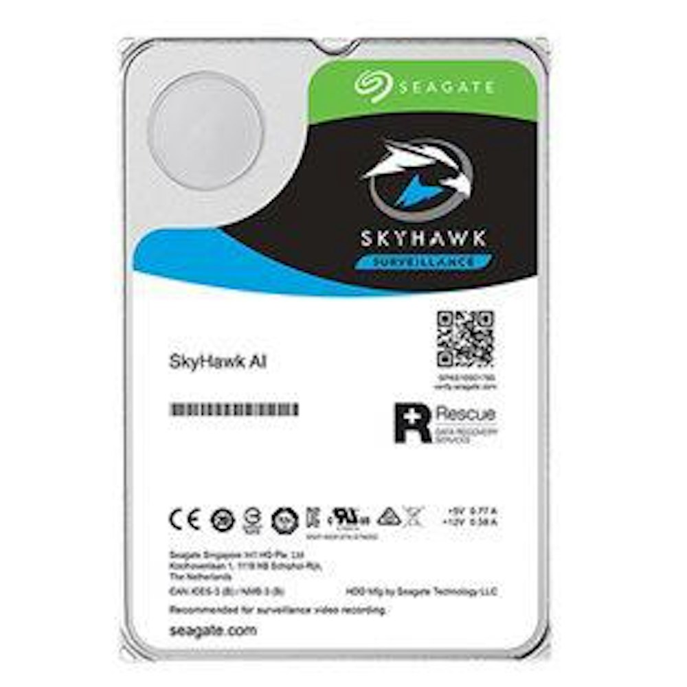 A large main feature product image of Seagate SkyHawk AI 3.5" Surveillance HDD - 20TB 256MB