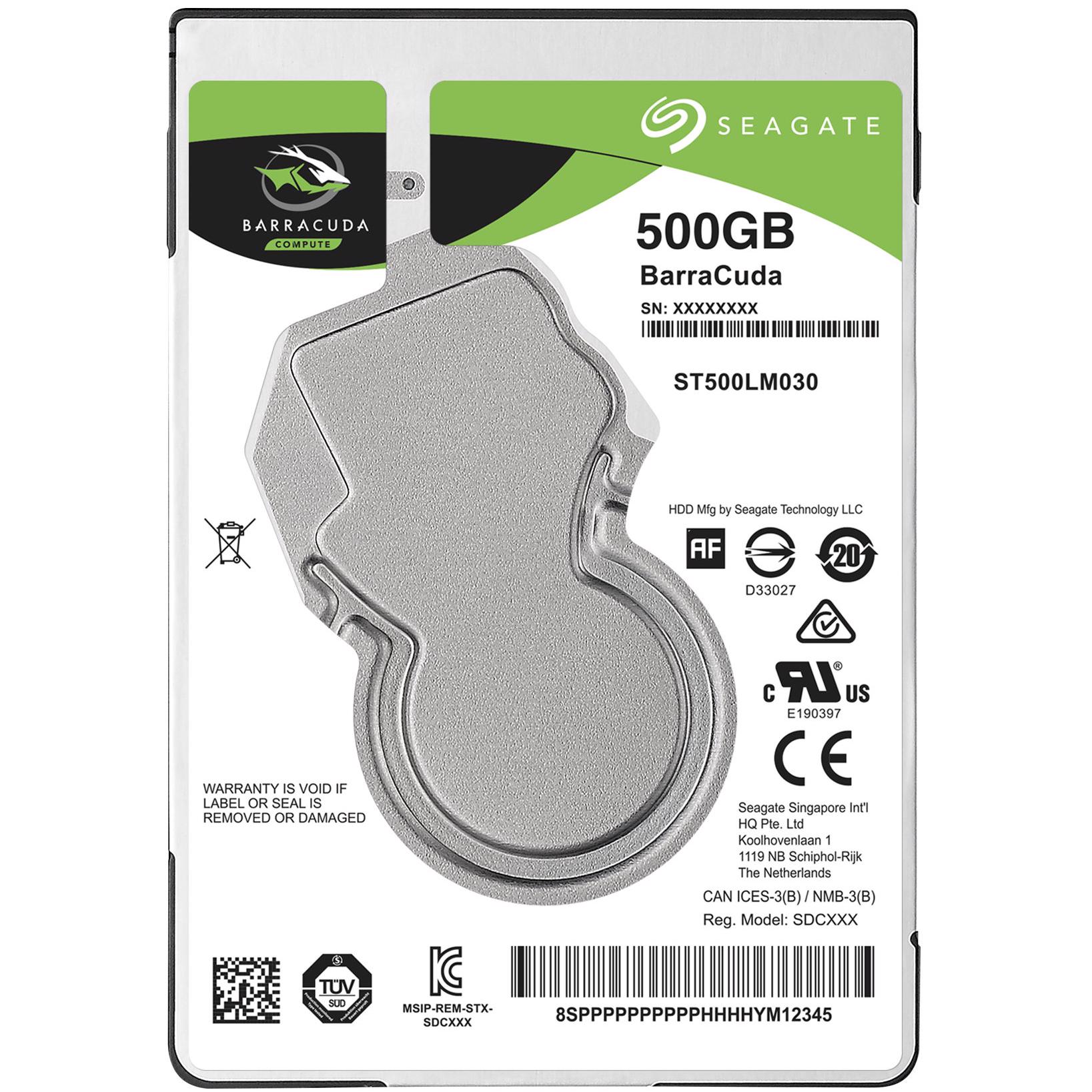 A large main feature product image of Seagate BarraCuda 2.5" Notebook HDD - 500GB 128MB