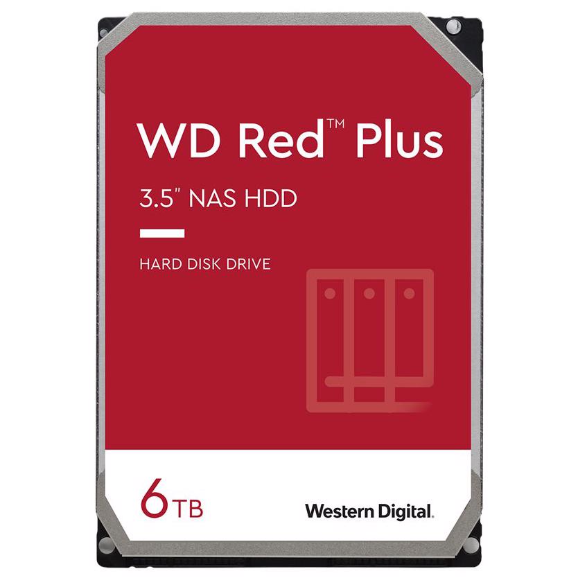 A large main feature product image of WD Red Plus 3.5" NAS HDD - 6TB 256MB