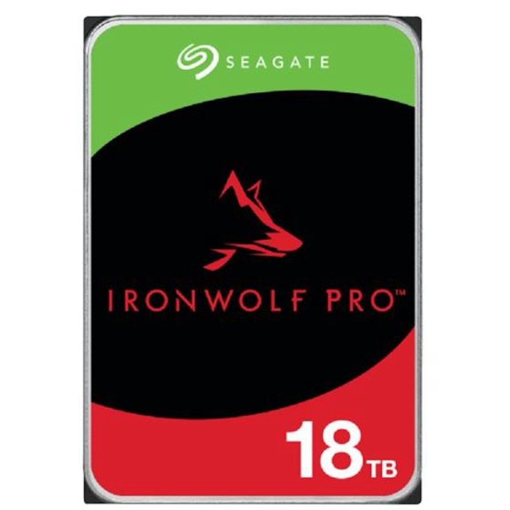 A large main feature product image of Seagate IronWolf Pro 3.5" NAS HDD - 18TB 256MB