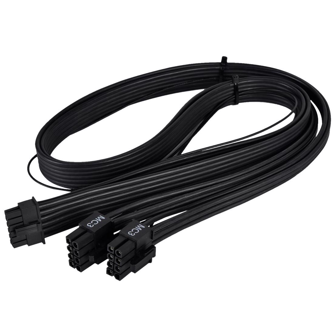 A large main feature product image of SilverStone 12V-2x6 Cable - 600W 2x8-Pin EPS to 12V-2x6 PCIe 5.0 Adapter