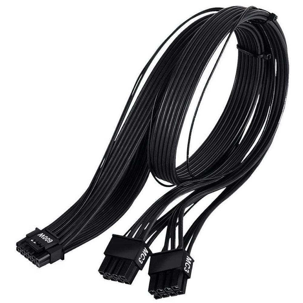 A large main feature product image of SilverStone SST-PP14-EPS 2x EPS to 12VHPWR PSU Cable