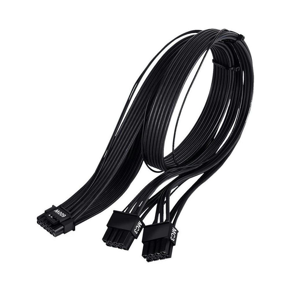A large main feature product image of SilverStone 12V-2x6 Cable - 600W 2x8-Pin EPS to 12V-2x6 PCIe 5.0 Adapter