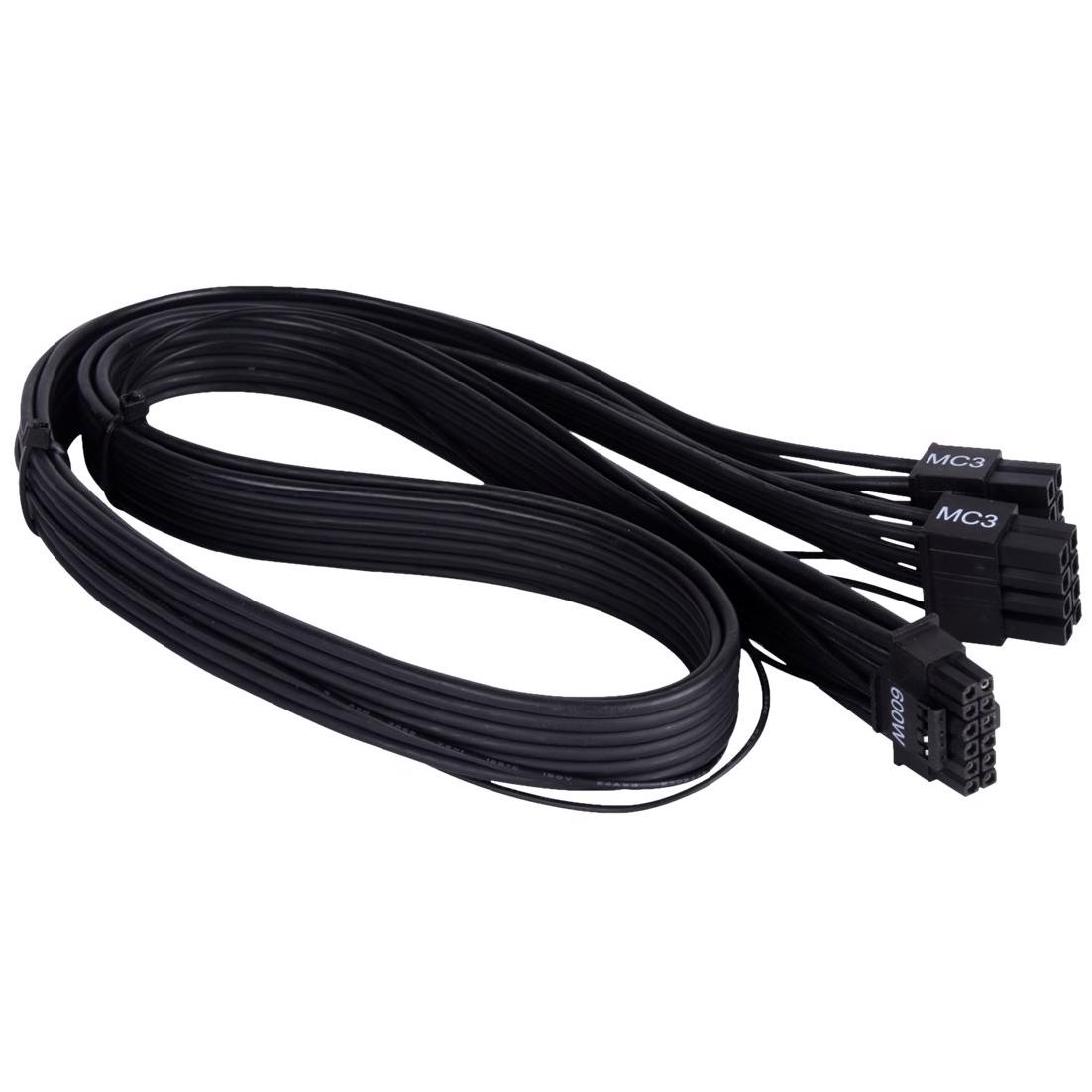 A large main feature product image of SilverStone 12V-2x6 Cable - 600W 2x8-Pin EPS to 12V-2x6 PCIe 5.0 Adapter