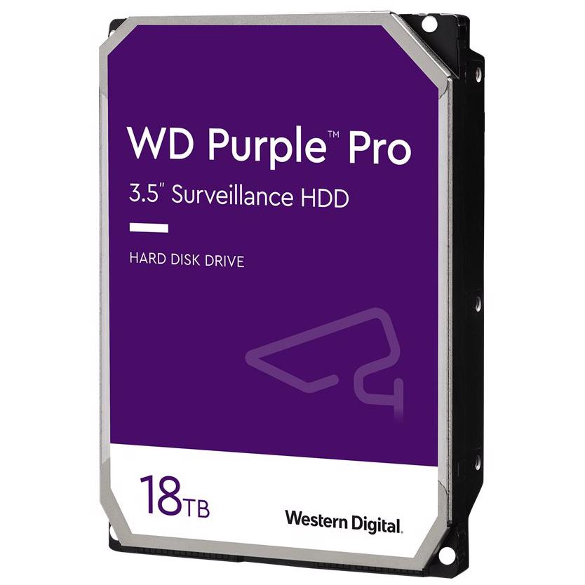A large main feature product image of WD Purple Pro 3.5" Surveillance HDD - 18TB 512MB