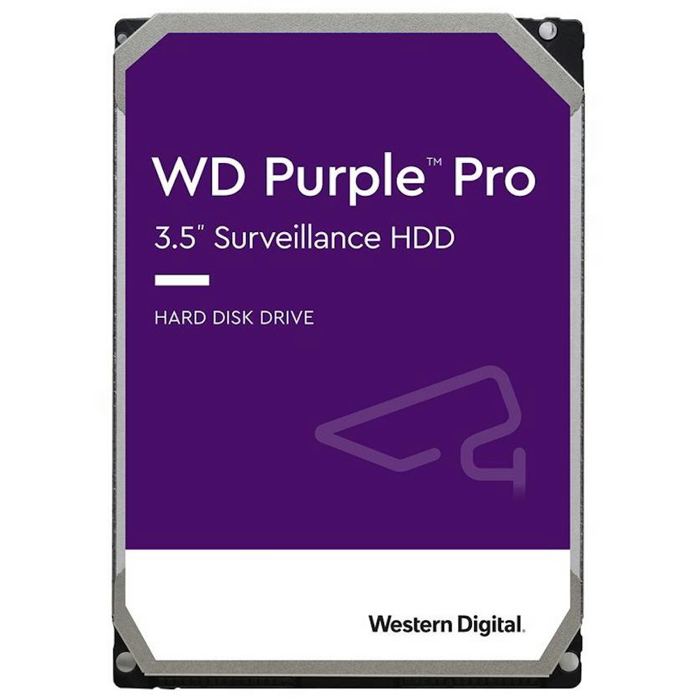 A large main feature product image of WD Purple Pro 3.5" Surveillance HDD - 18TB 512MB
