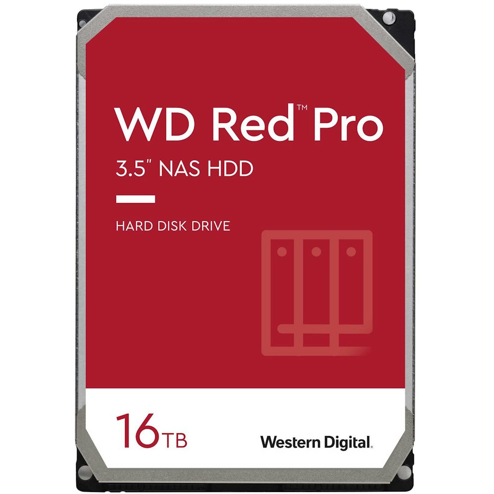 A large main feature product image of WD Red Pro 3.5" NAS HDD - 16TB 512MB