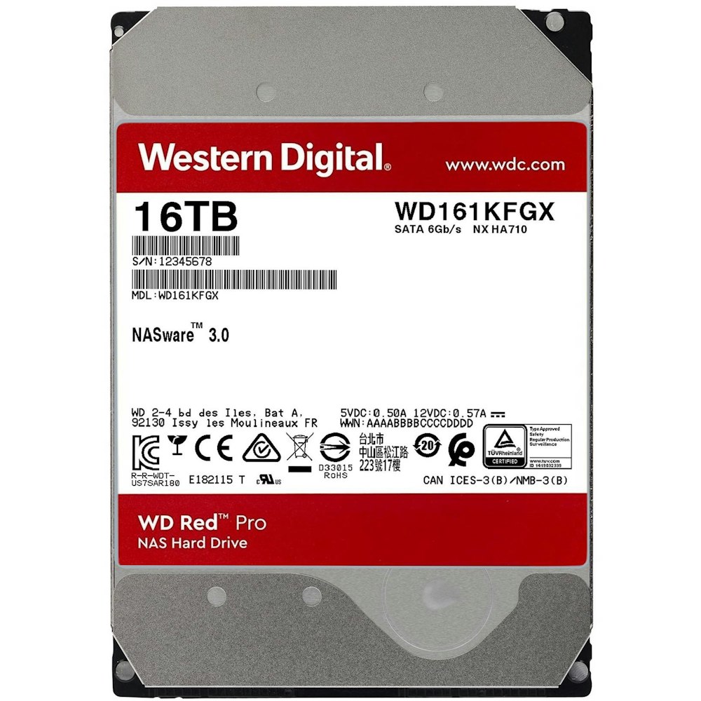 A large main feature product image of WD Red Pro 3.5" NAS HDD - 16TB 512MB
