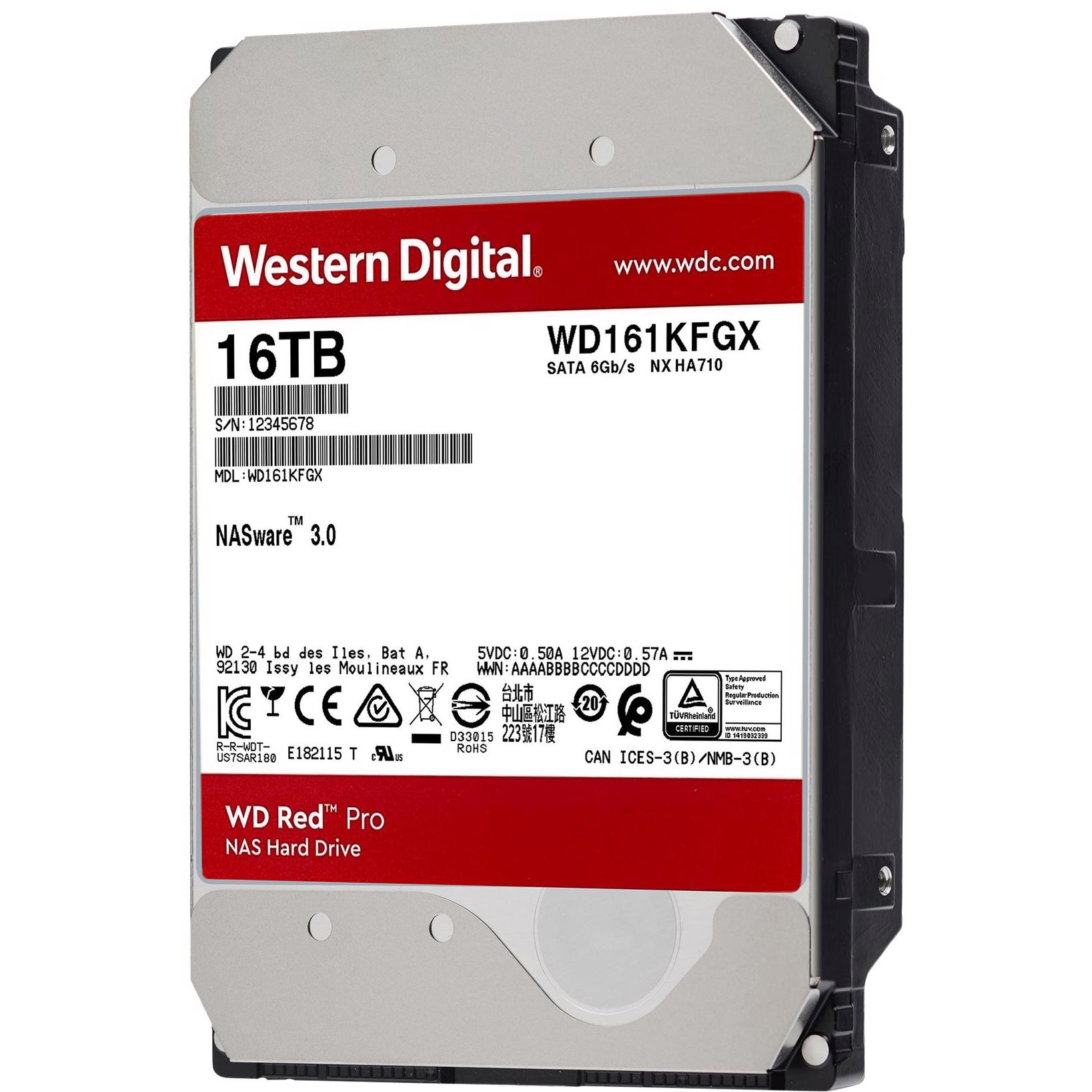 A large main feature product image of WD Red Pro 3.5" NAS HDD - 16TB 512MB