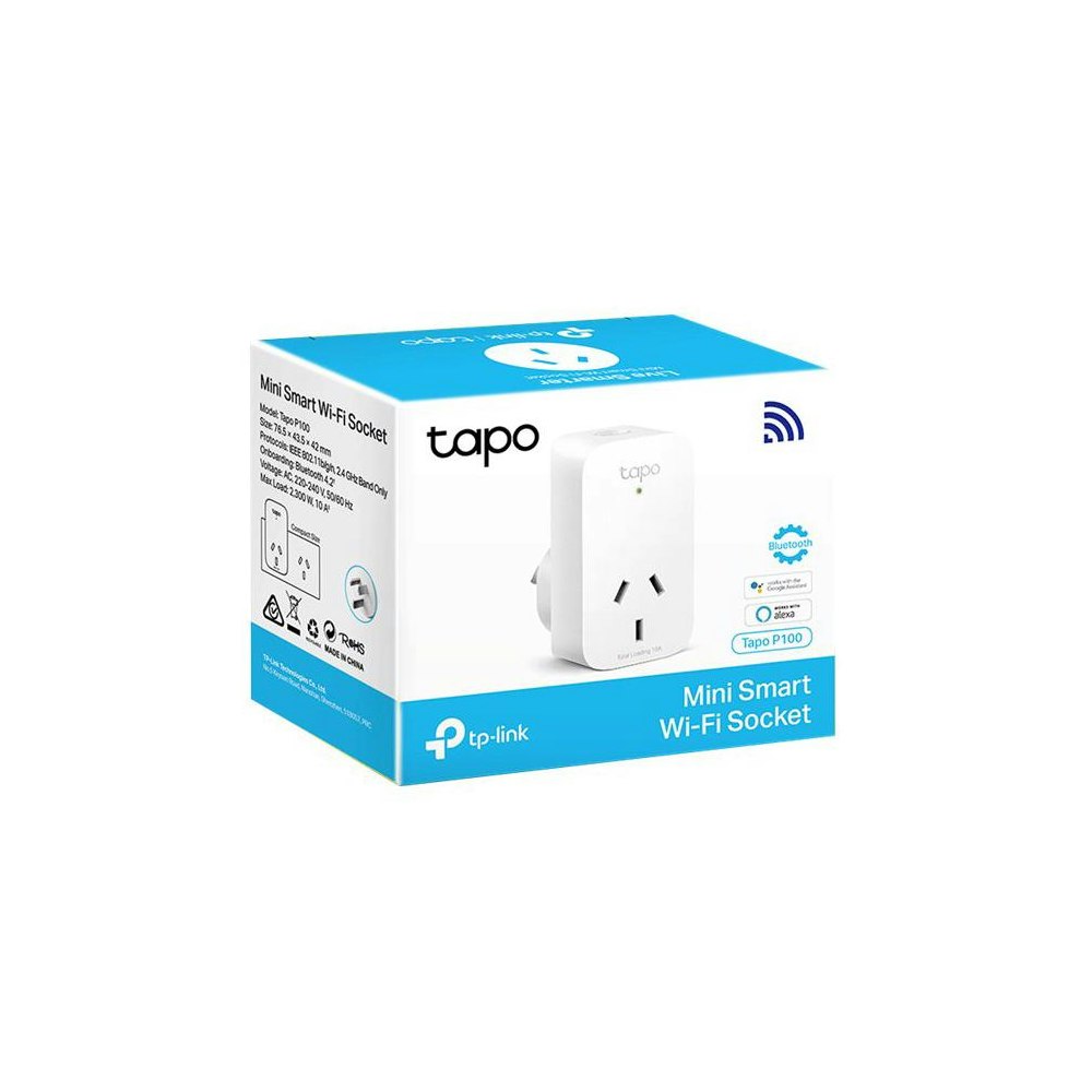 A large main feature product image of TP-Link Tapo P100 - Mini Smart Wi-Fi Socket