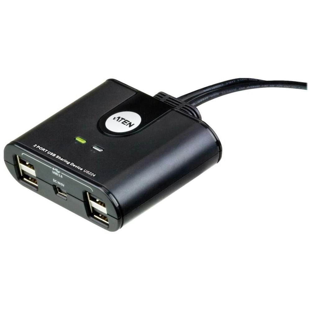 A large main feature product image of ATEN 2 Port USB 2.0 Peripheral Switch,  switches four USB devices between 2 different computers