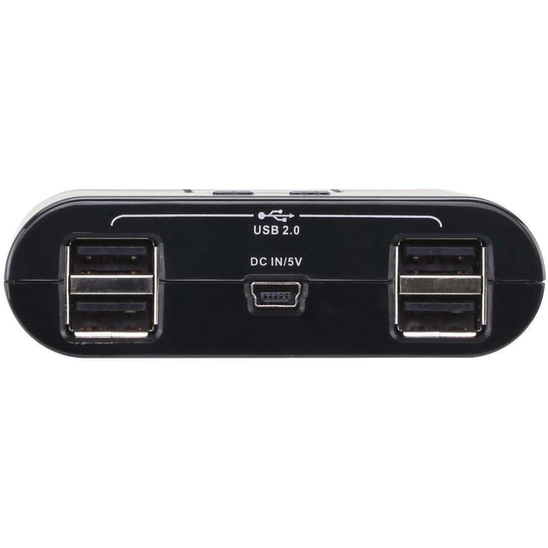 A large main feature product image of ATEN 2 Port USB 2.0 Peripheral Switch,  switches four USB devices between 2 different computers
