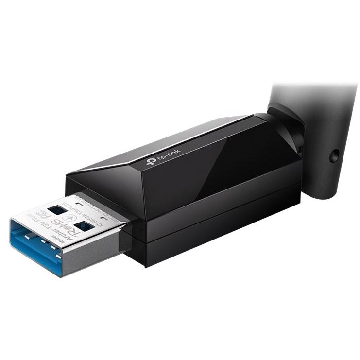 A large main feature product image of TP-Link Archer T3U Plus - AC1300 High Gain Dual-Band Wi-Fi 5 USB Adapter