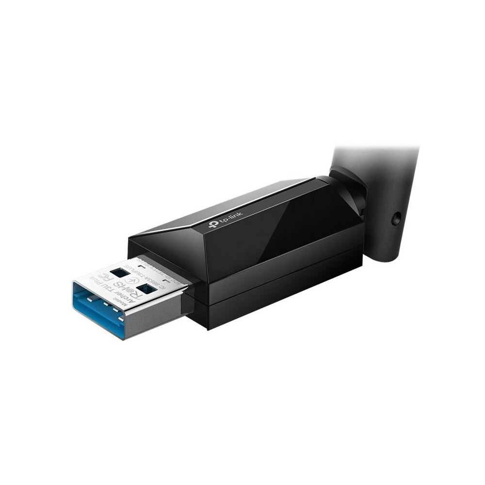 A large main feature product image of TP-Link Archer T3U Plus - AC1300 High Gain Dual-Band Wi-Fi 5 USB Adapter