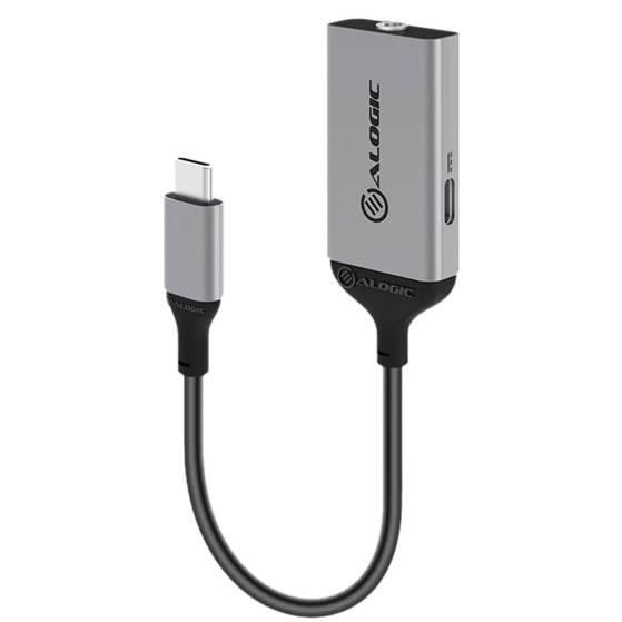 A large main feature product image of ALOGIC Ultra Combo USB Type-C to 3.5mm Audio & USB Type-C Charging Adapter – 10cm