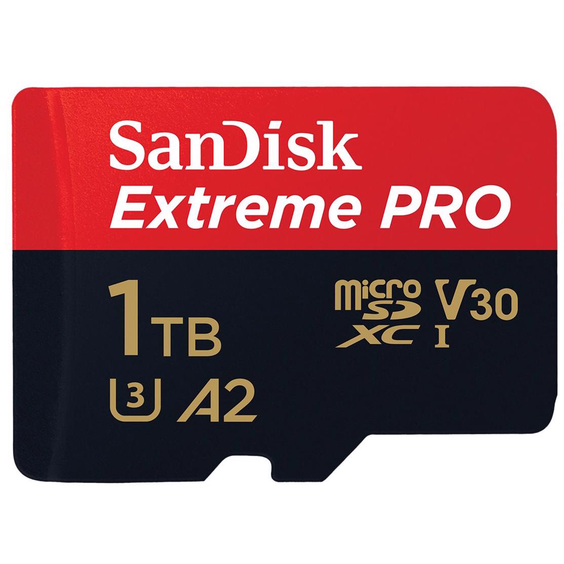 A large main feature product image of SanDisk Extreme PRO 1TB microSDXC U3 V30 A2 UHS-I microSD Card