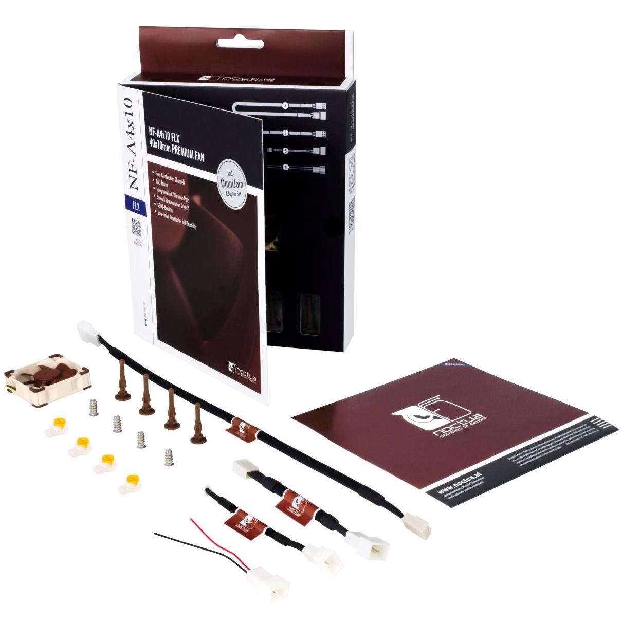 A large main feature product image of Noctua NF-A4x10-FLX 40mm x10mm 4500RPM 3-Pin Cooling Fan