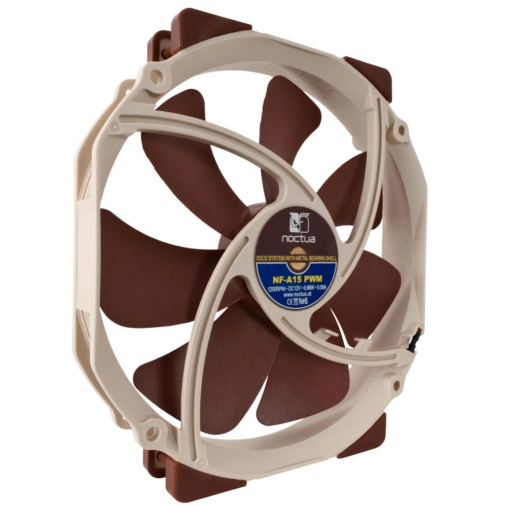 A large main feature product image of Noctua NF-A15 PWM - 140mm x 150mm x 25 mm 1200RPM Round Cooling Fan